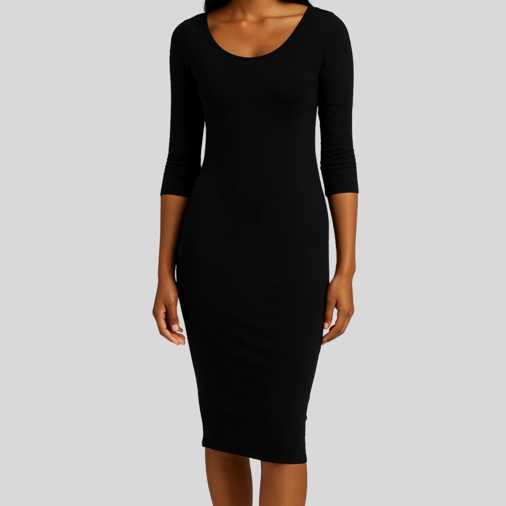 New York & Co Soho Street Dress Women’s Size XS Black Bodycon Midi Stretch
